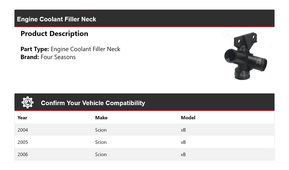 Гриф наполнителя охлаждающей жидкости двигателя для 2004-2006 Scion xB 4 сезона 2005 - Изображение 2 из 4