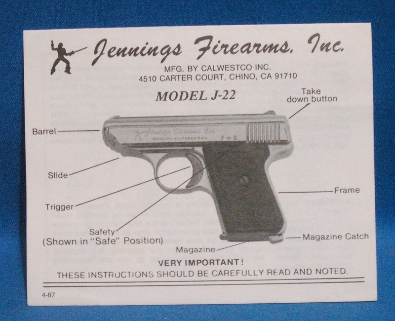 JENNINGS J-22 INSTRUCTION MANUAL C242E