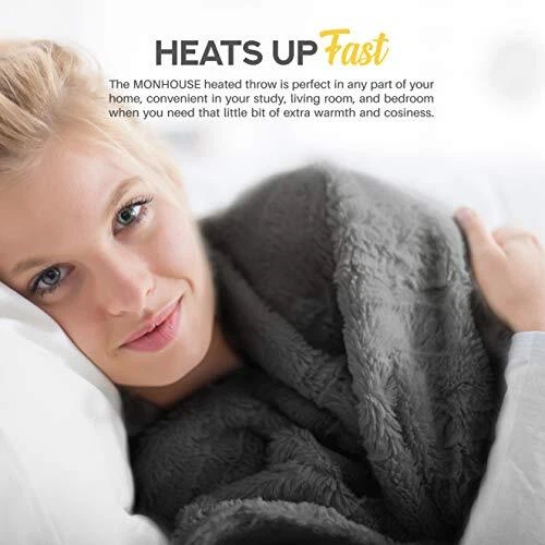 MONHOUSE Heated Throw - Electric Blanket - Digital Controller - Timer up to  9 | eBay