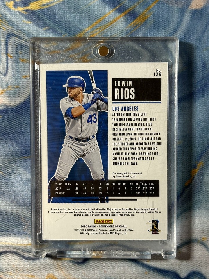 2020 Contenders Edwin Rios Rookie Ticket Auto Autograph #129 Dodgers ...