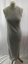 Grey Rib Knit Sleeveless Knee Length Dress Size M