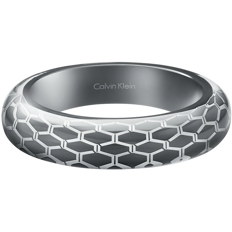 CK CALVIN KLEIN ABSTRACT Women s Bracelet Rigid Transparent Resin Black Silver