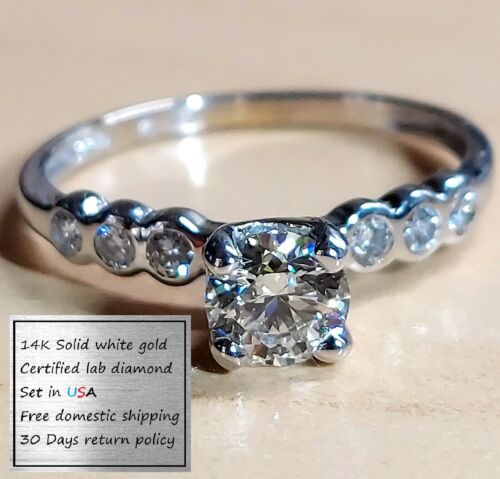 Estate diamond ring ,0.75 carat certified diamond ,14k gold Engagement ring