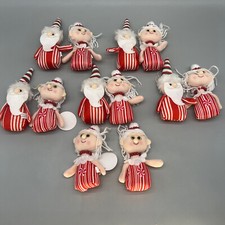5 Sets MR  MRS Claus Christmas Ornaments Candy Stripes Two Extra Mrs.