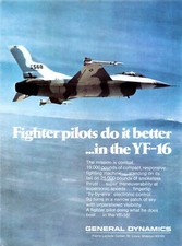 General Dynamics YF-16 (F-16) Viper Fighting Falcon Vintage Magazine Print Ad