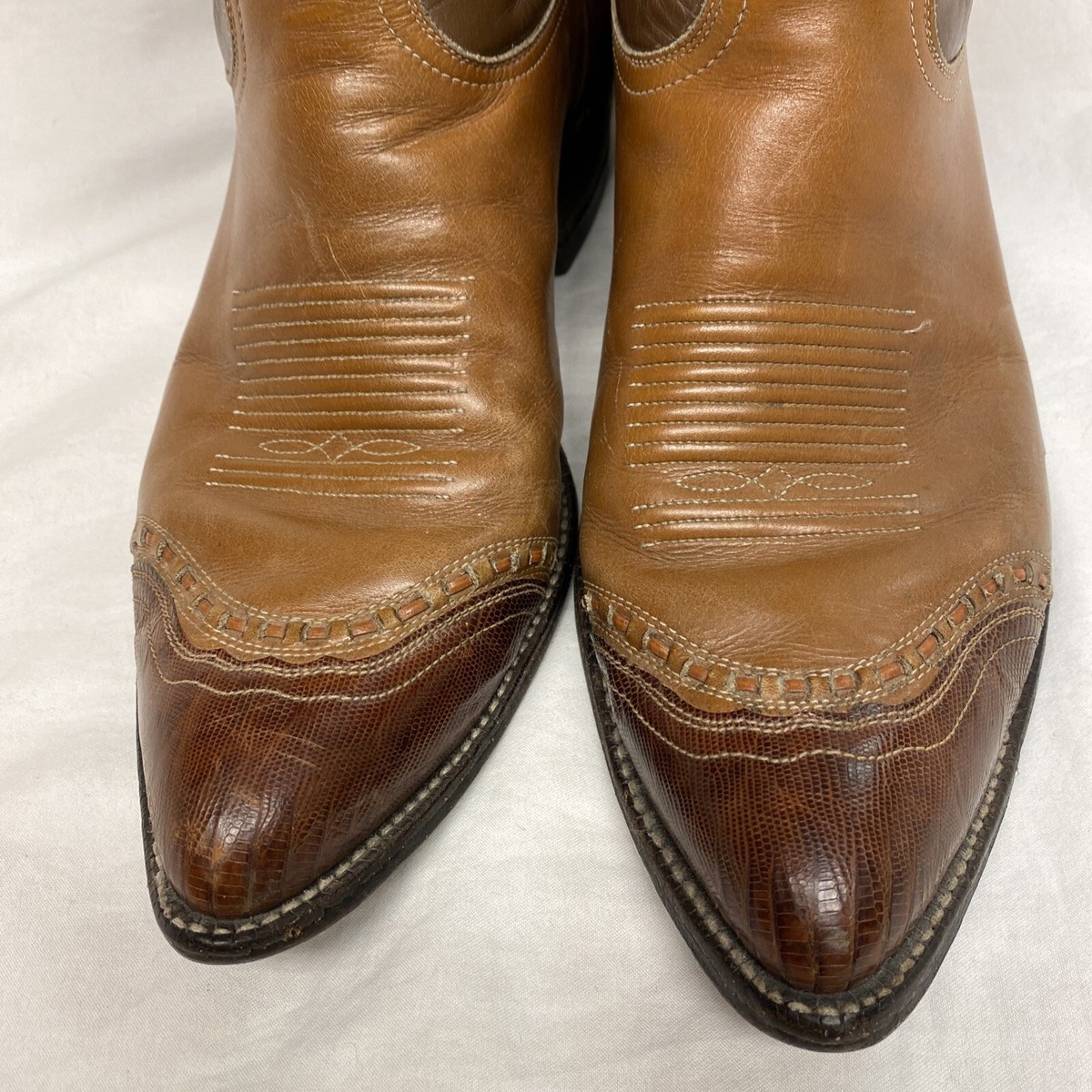 Vintage Tony Lama Lizard Wingtip Cowboy Western BOOTS 6243 Brown 