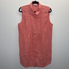 Abito camicia donna Orvis grande in lino con bottoni rosa pintuck