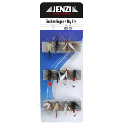 Jenzi Insektenimitate Fliegenset Trockenfliegen 12Stk. Oberflächenköder Köder