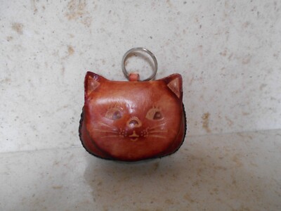 Vintage Leather Kitty Cat Keychain Key Ring Pouch & San Fran Golden Gate Bridge