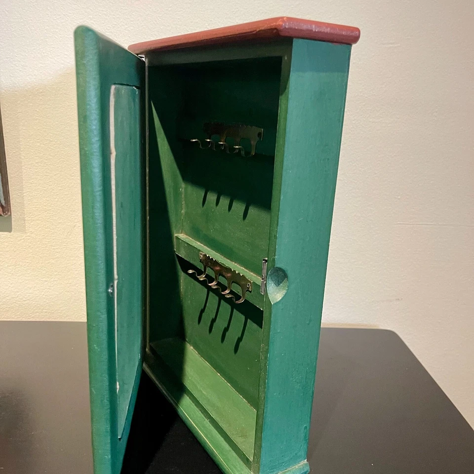 Porta llaves de madera de gallo pintado rústico para montaje en pared/joyero arte popular Foto 4 de 4