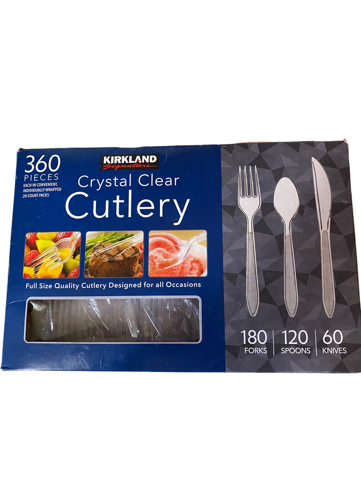 Kirkland Signature Cutlery Box, Clear, 360 Piece Forks Spoons Knives