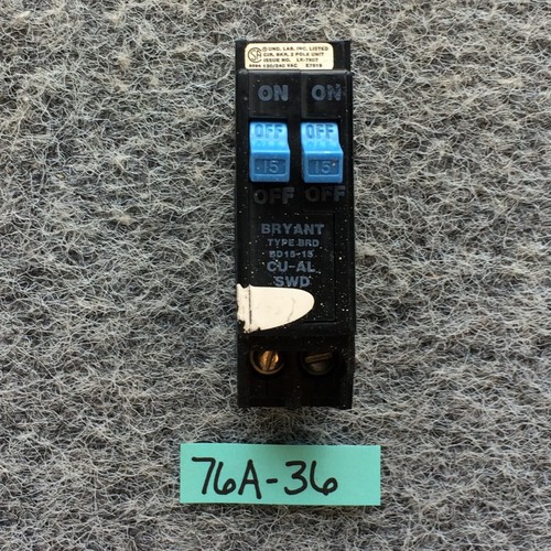 Bryant Eaton Twin 15 Amp BD1515 15/15 Type BRD BD1515 Circuit Breaker
