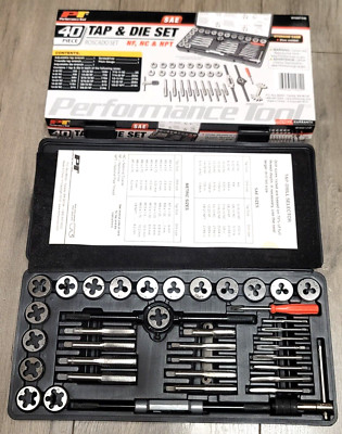 Performance Tool 40 pc Master SAE Tap and Die Set 4-40 to 1/2'' #W4001DB