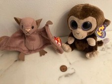 TY Beanie Babies - Batty the Bat RARE 1996 and Coconut the Monkey 