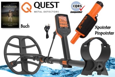 Quest X10 IDmaxX Metalldetektor & Xpointer Pinpointer & Buch
