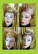 Ladies One-of-a Kind Gold  Brown Fascinator Hat Unique Accents