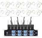 Theatre Wireless Mic System 8 x 100 Channels UHF Professional Headset Microphone