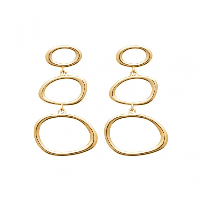 Boucles d'oreilles pendantes cercles multiformes plaqué or, cadeau idéal anniversaire