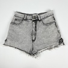 Vintage STEFANO World Wide Denim Shorts Size 8 Gray Frayed Bows High Waisted Mom