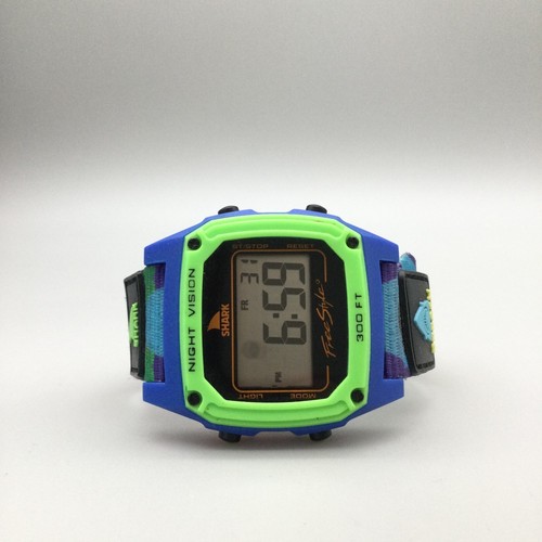 Freestyle Shark Watch Men 39mm Digital Blue Green Backlight Nylon New Battery - Picture 5 of 15