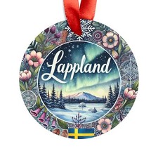 Lappland Sweden Winter Landscape, Personalized Swedish Travel Acrylic Ornament