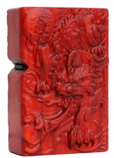 Natural Rosewood Carved Evil Unicorn Lighter Box For Zippo Insert Kit(Case Only)