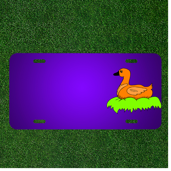 Create a Personalized Green Orange Bird Duck License Plate with Your Name