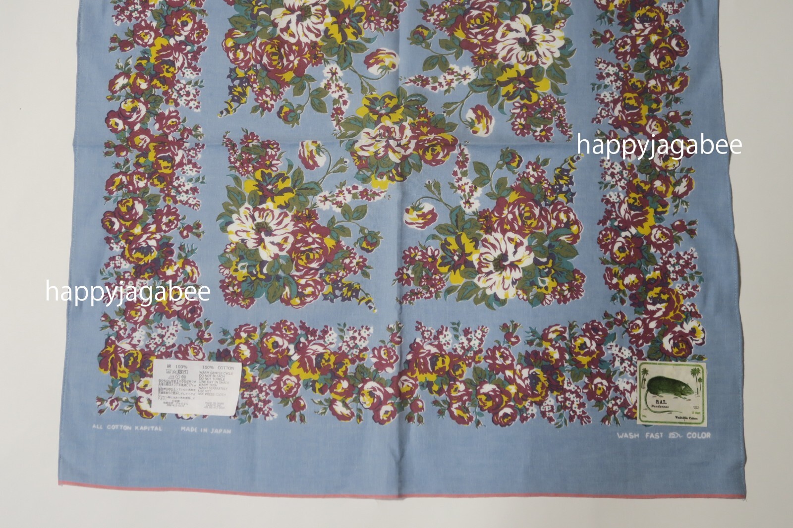 * Kapital Fast Color Selvage Bandana " Dianthus Champetre "  Sax K2404BA522 image 4