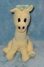 Bright Starts Kids II Plush Giraffe Baby Rattle Yellow Blue Spots 1999 9"