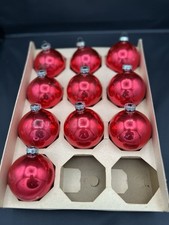 Vintage Coby Glass 2.25" Ball Christmas Ornaments Made In USA Set Of 10 In Box