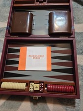 Vintage Cardinal Backgammon Travel Set. Faux Leather Magnetic .