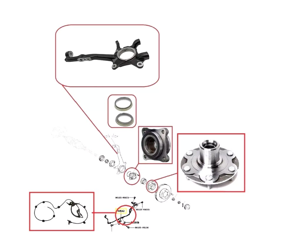 For TOYOTA HILUX REVO GUN125 2.4TD FRONT KNUCKLE,STUB AXLE HUB & SENSOR, LH 16+