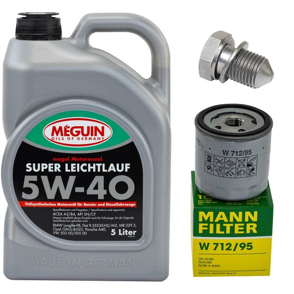 MotoröL Filter Set Meguin 5W-40 5 Liter + Schraube FüR Audi A1 A3 1.0 1.4 Tfsi-image
