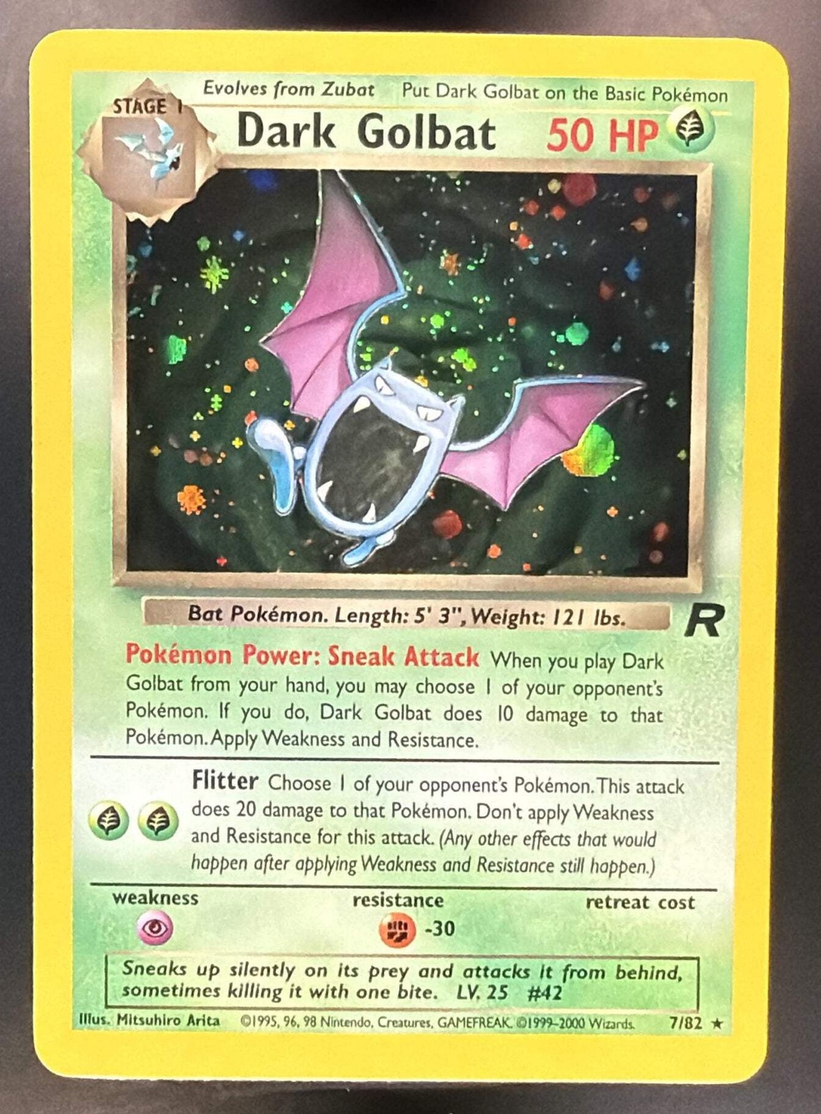 2000 Pokemon Team Rocket Dark Golbat #7/82 Holo