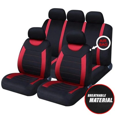 FOR LAND ROVER FREELANDER 2 - 9PC RED/BLACK SEAT COVER SET CAR VAN