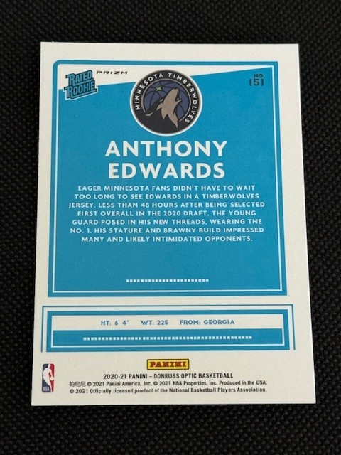 2020-21 Panini Donruss Optic Anthony Edwards Fanatics RC #151 Timberwolves view 2