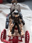 Vintage 22" Large Cast Iron Fire Engine Pumper Truck w/ 2 Firemen & Three Horses — photo 6