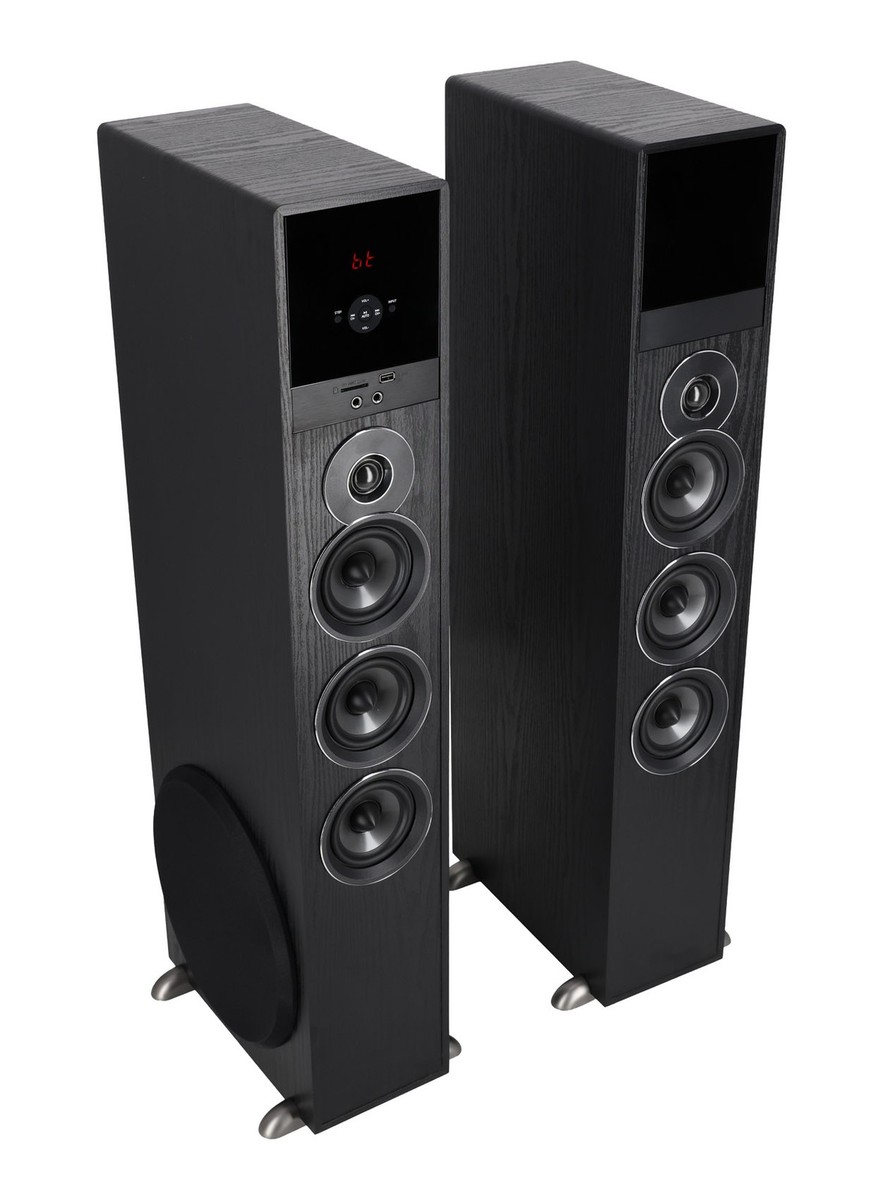 Rockville TM150B Black Powered Home Theater Tower Speakers 10