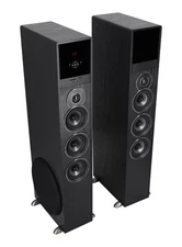 Rockville TM150B Black Powered Home Theater Tower Speakers 10" Sub + Bluetooth