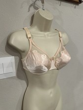 Vintage Satin Peachy Pink Lace Unlined Underwire Bullet Bra 34D