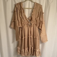 ASOS Boho Ruffle Dress with Tie Front & Back Detail Size 8 NWT