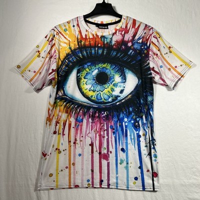 iEDM Colorful Eyeball Shirt Mens Sz XL Front and Back Design Rave Wear