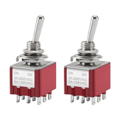 2 PCS Miniature Toggle Switch MTS302 ONON 3PDT 9 Pin 6A 125V