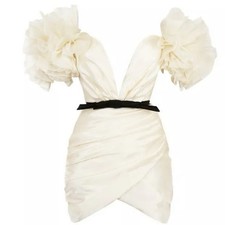 House Of CB 'Agatha' Ivory Organza Taffeta Mini Dress