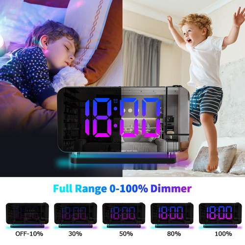 USB LED Digital Projection Alarm Clock with 180° Rotatable Projector,Dual Alarms - Picture 3 of 64