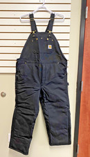 Carhartt R38 Men's Zip To Waist Bib Overalls, Size 40 - Black