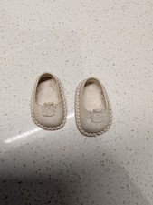 Scarpe per bambola vintage anni 60 in plastica bianca testurizzata o piede largo 1-3/4"