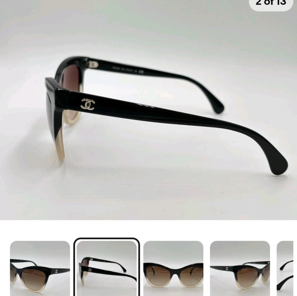 CHANEL CH5350 c.1557/S5 Sunglasses Black/Beige; Brown gradient AUTHENTIC ITALY - image 2 of 4