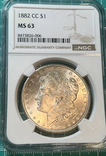 1882 CC Morgan $1 Silver Dollar NGC MS 63 Carson City Beautiful Luster Coin