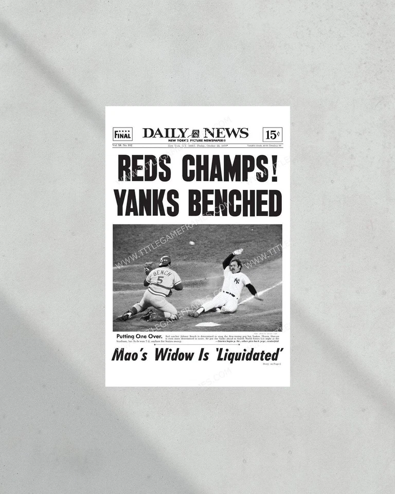 1976 Cincinnati Reds “Still World Champs” World Series Champions Framed Front Pa - Image 3 of 4